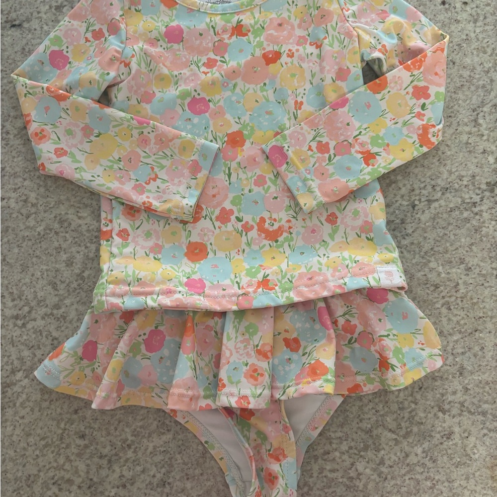 SweetHoney Floral Kids Swim Rashguard - Multicolor